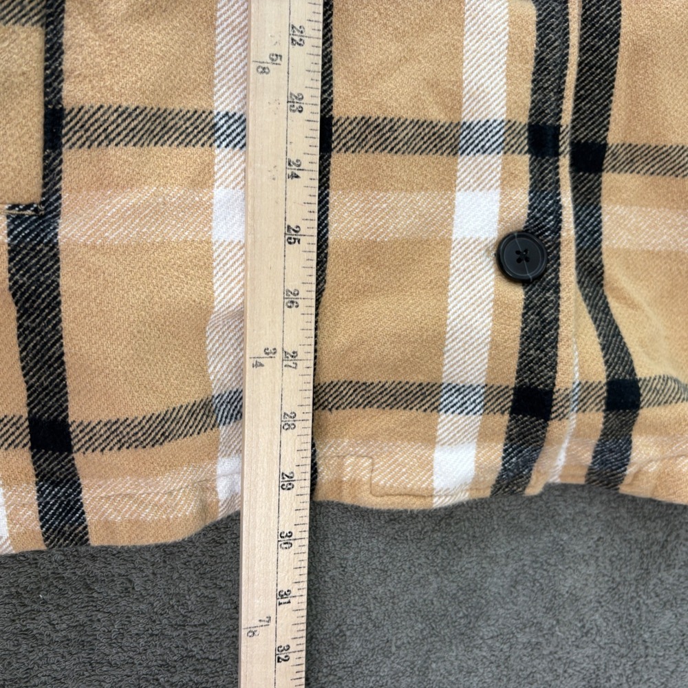 Lucky Brand Shacket Womens XL Tan Plaid Button Up Oversized Cotton Flannel Coat - Picture 8 of 9